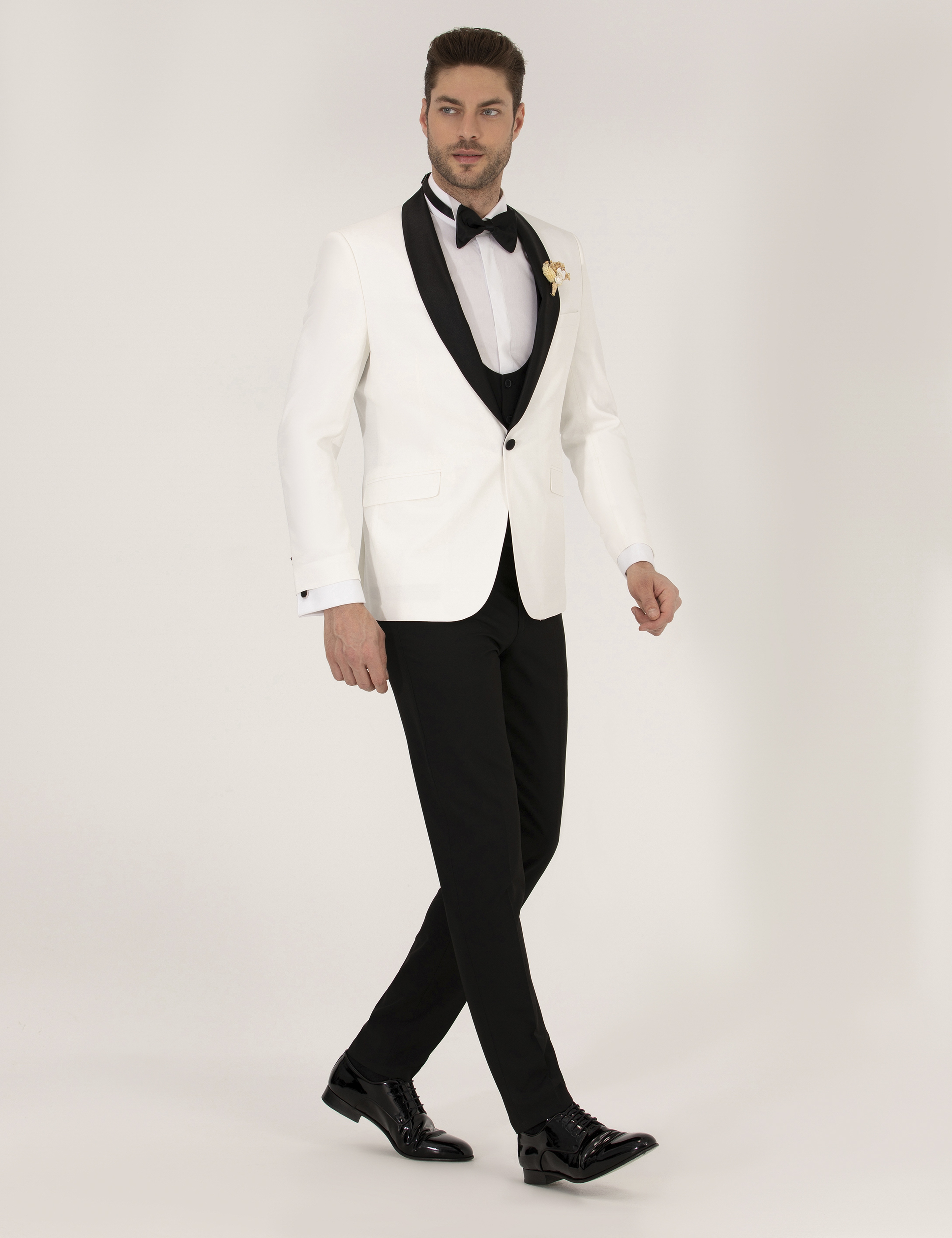 Ekru Ex. Slim Fit Smokin Damatlık - Image 4