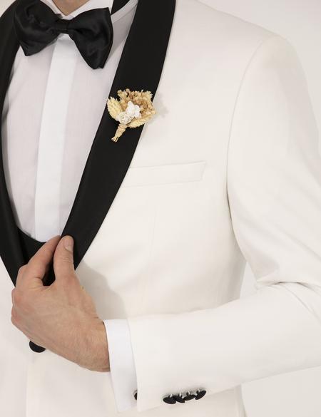 Ekru Ex. Slim Fit Smokin Damatlık - 50267027011