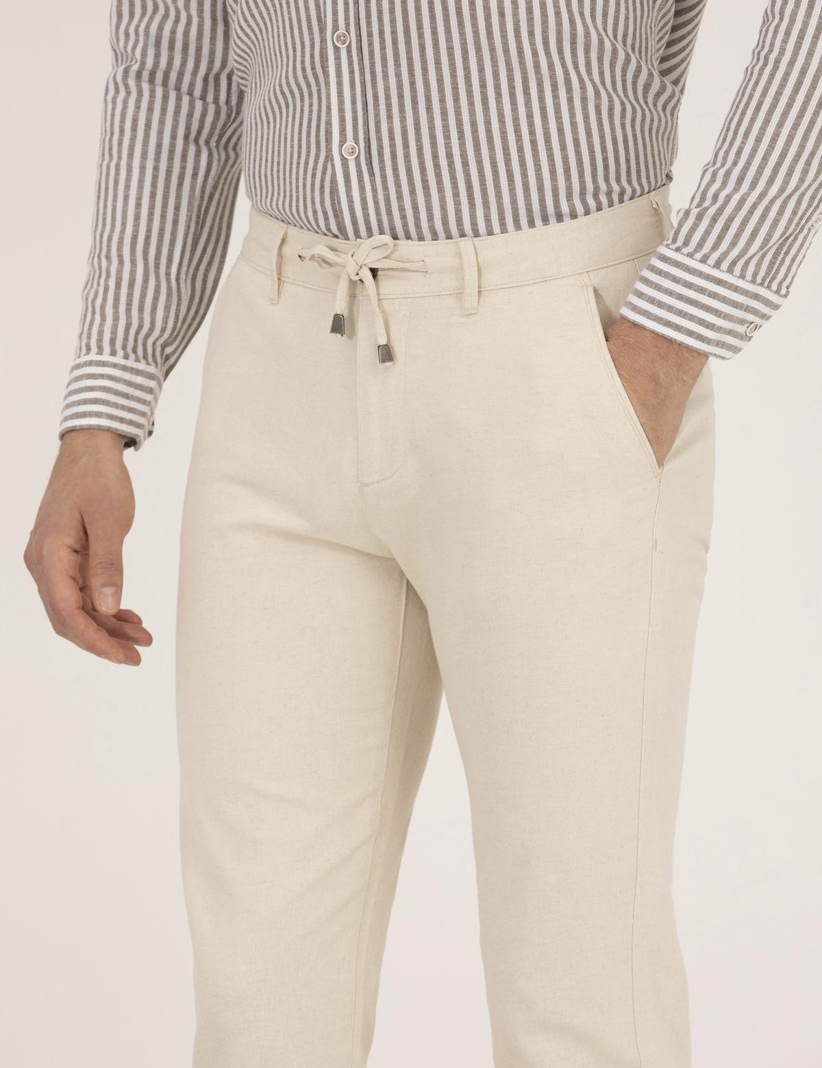 Bej Slim Fit Kanvas Pantolon - 50268068131