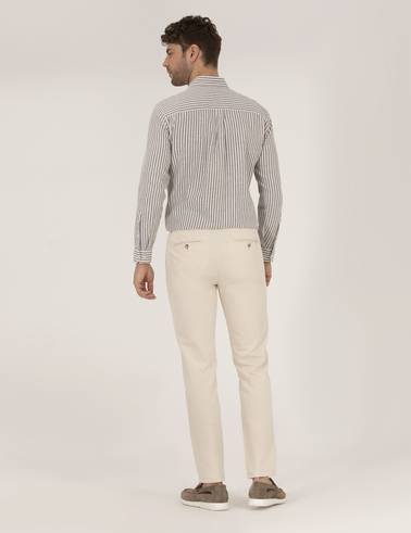 Bej Slim Fit Kanvas Pantolon