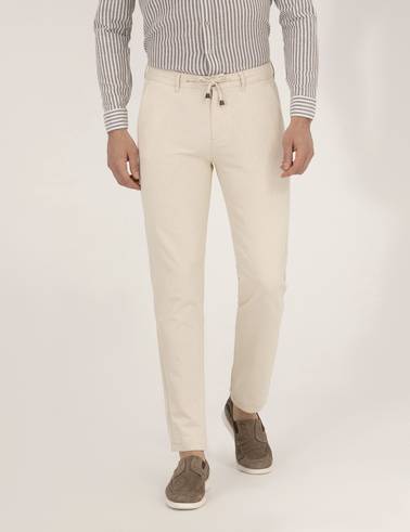 Bej Slim Fit Kanvas Pantolon