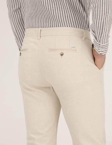 Bej Slim Fit Kanvas Pantolon