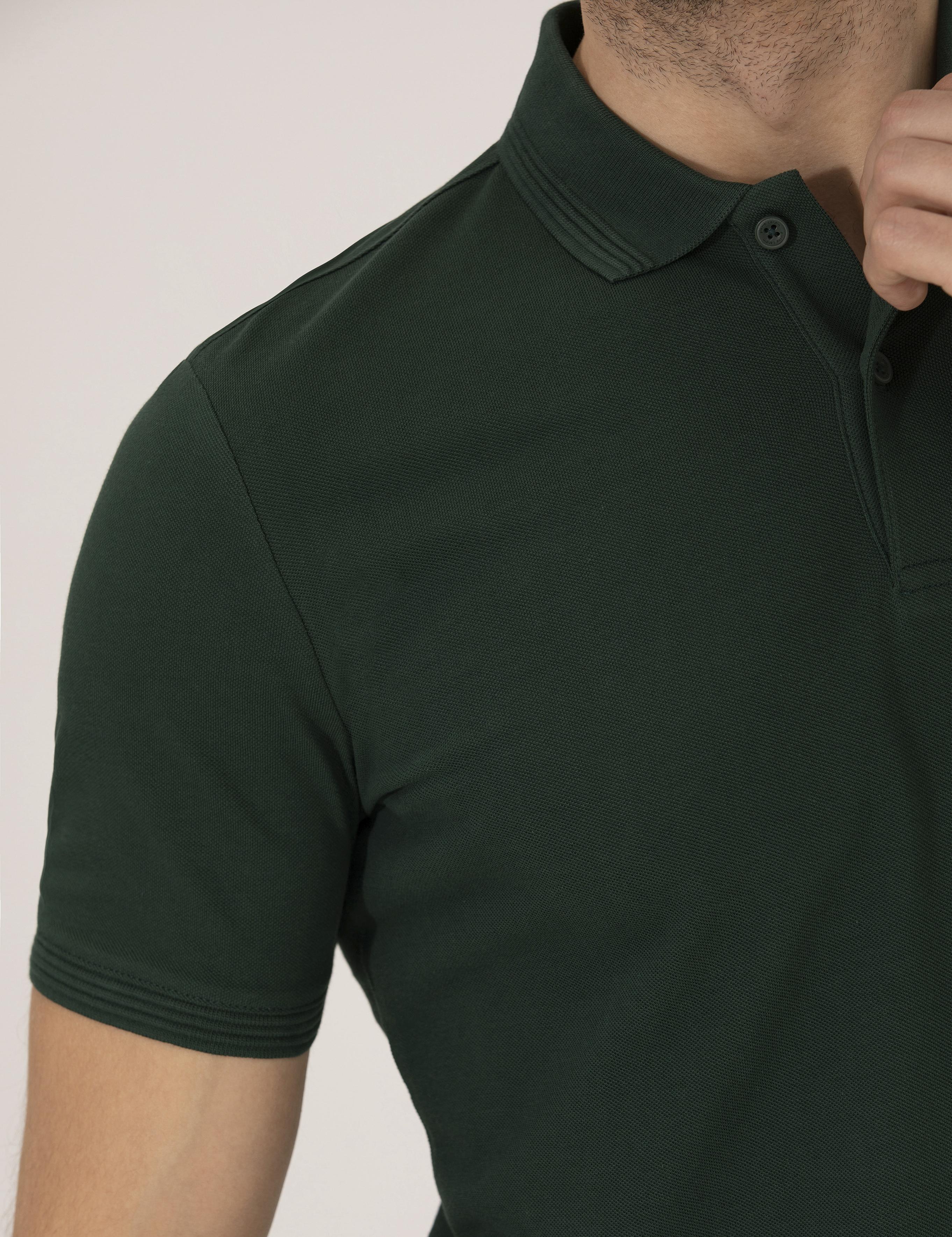 Koyu Yeşil Slim Fit Polo Yaka Basic Tişört