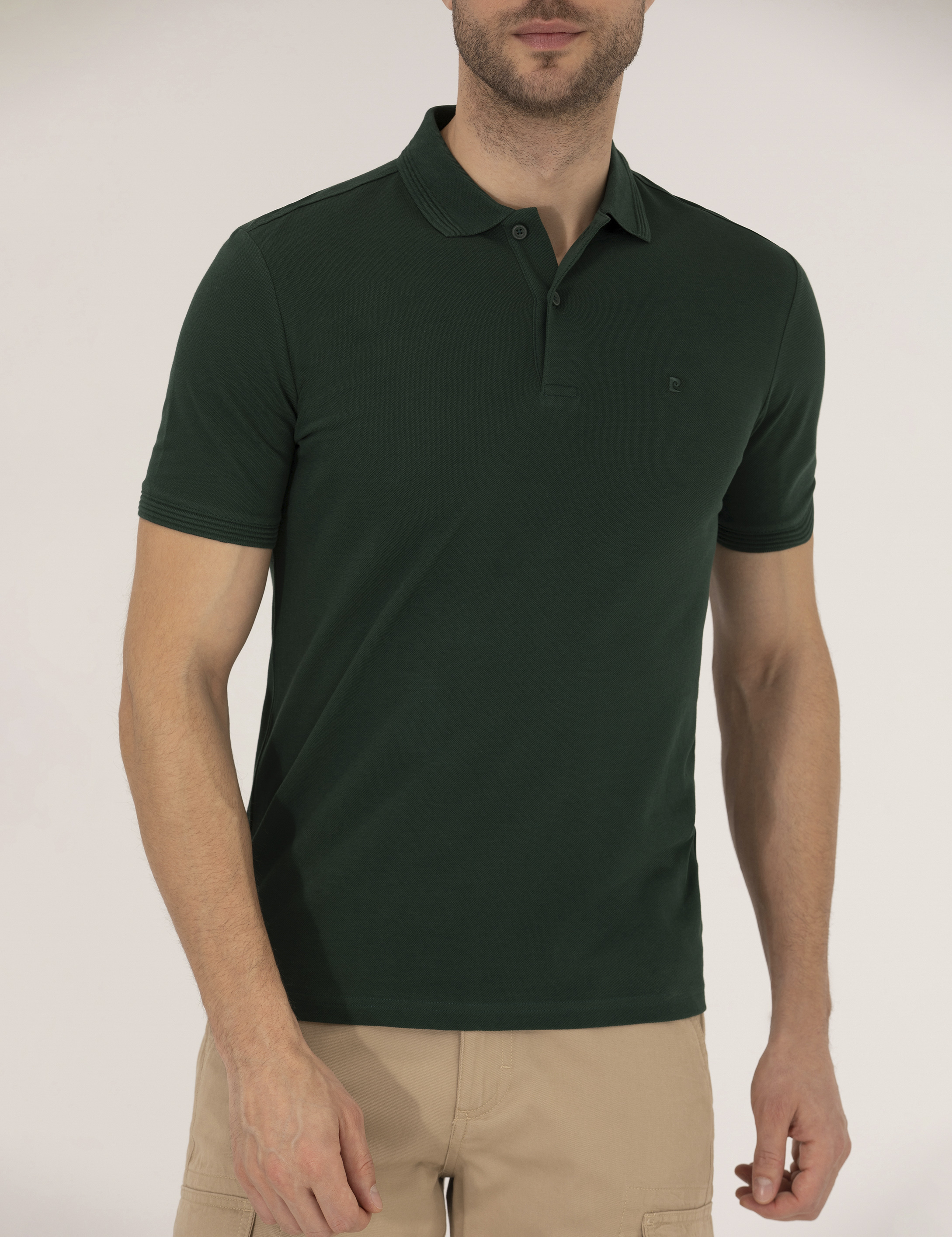 Koyu Yeşil Slim Fit Polo Yaka Basic Tişört - Image 6