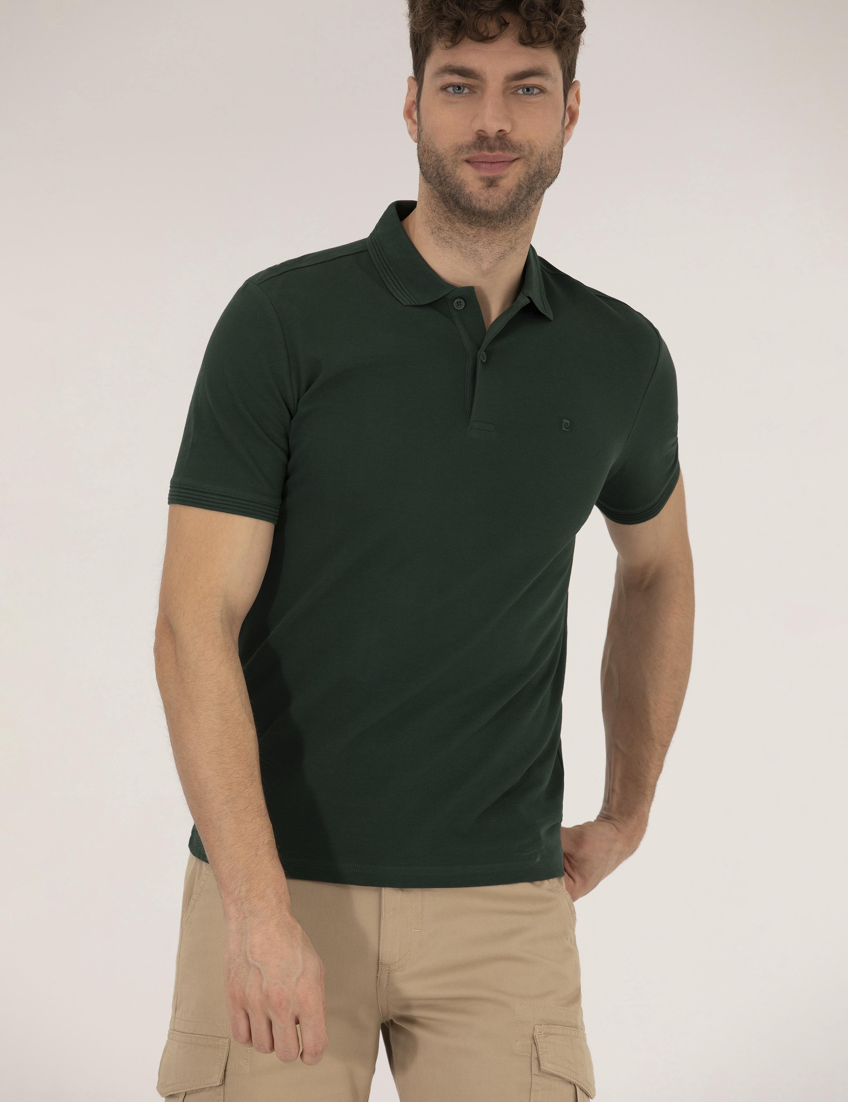 Koyu Yeşil Slim Fit Polo Yaka Basic Tişört