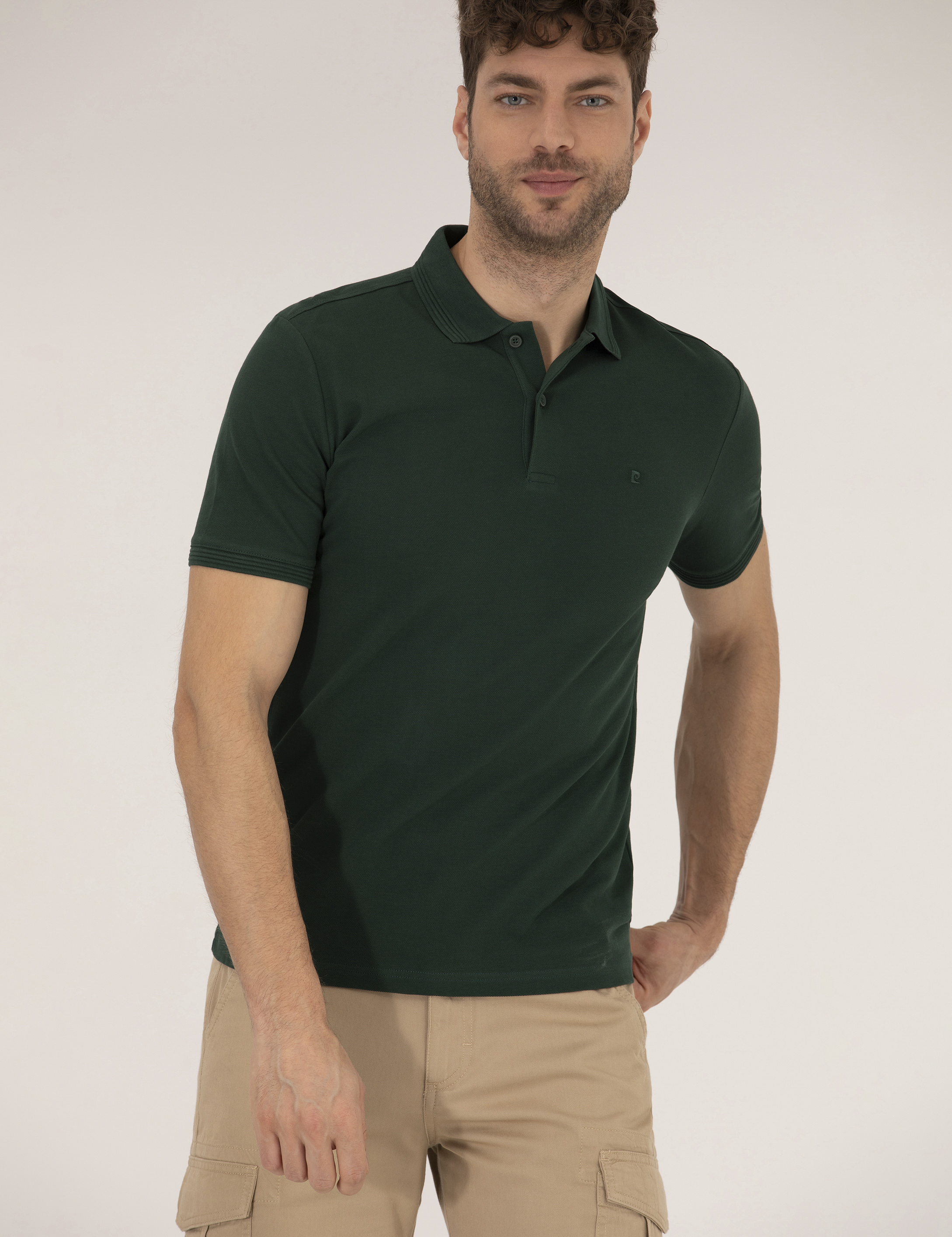 Koyu Yeşil Slim Fit Polo Yaka Basic Tişört - Image 2