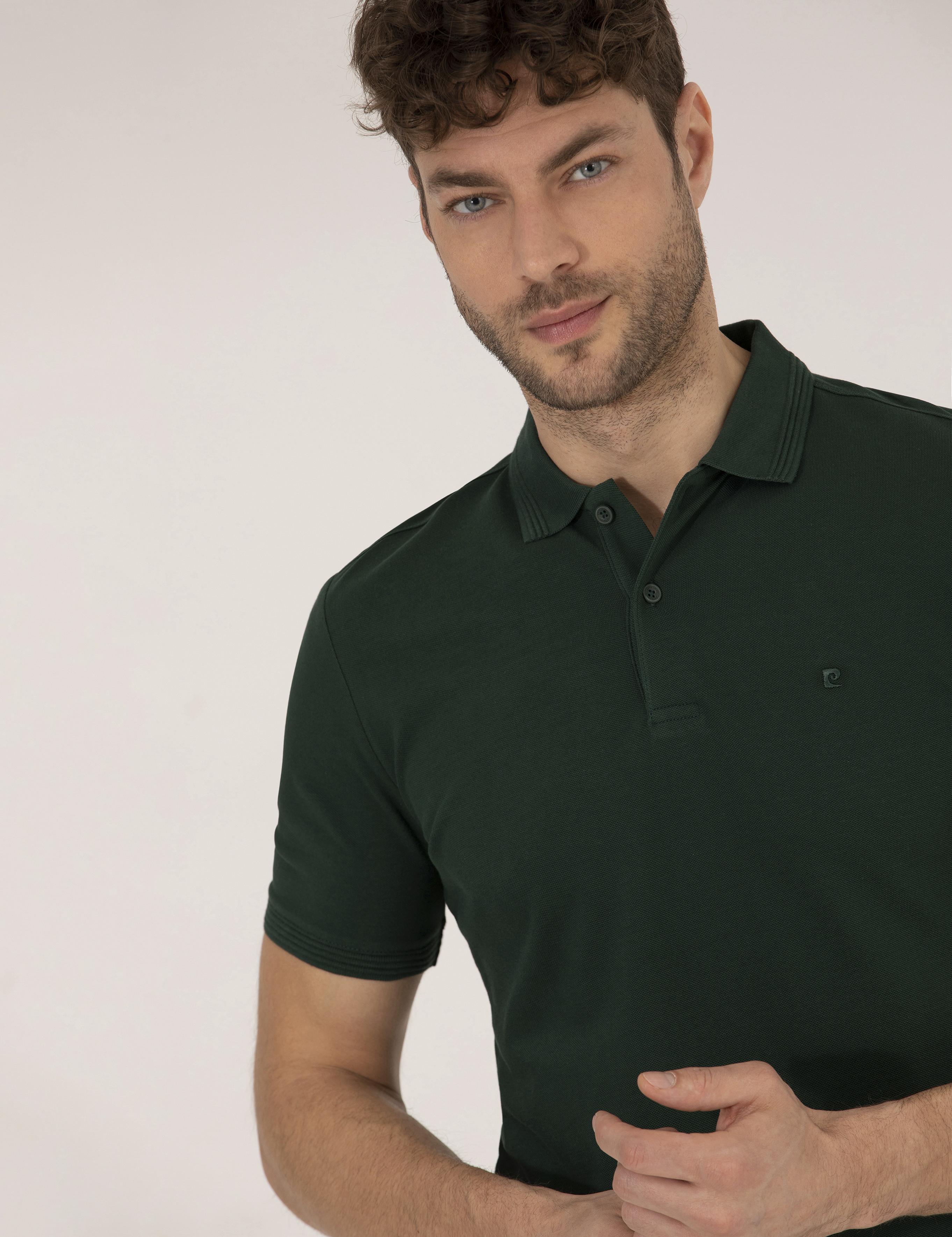 Koyu Yeşil Slim Fit Polo Yaka Basic Tişört