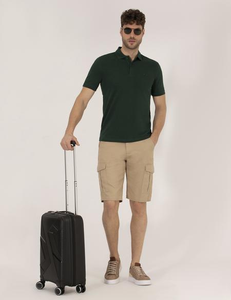 Koyu Yeşil Slim Fit Polo Yaka Basic Tişört - 50269606140