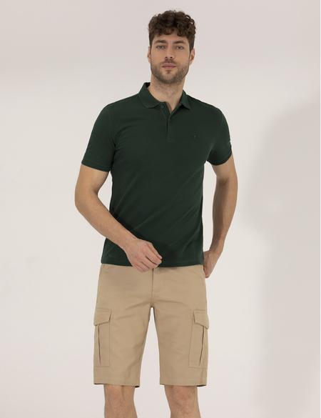 Koyu Yeşil Slim Fit Polo Yaka Basic Tişört - 50269606140