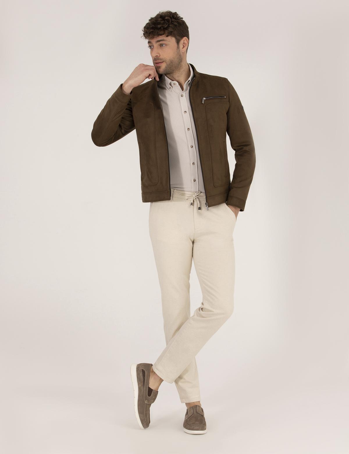 Haki Deri Ceket - 50273467009