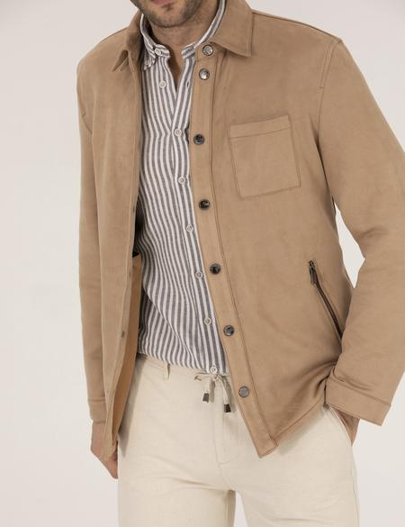 Bej Deri Ceket - 50273469006