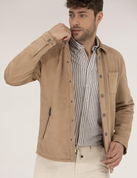 Bej Deri Ceket - 50273469006