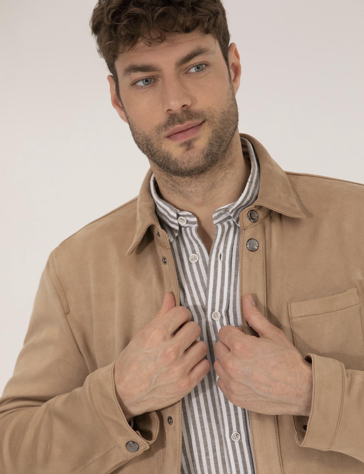 Bej Deri Ceket - 50273469006