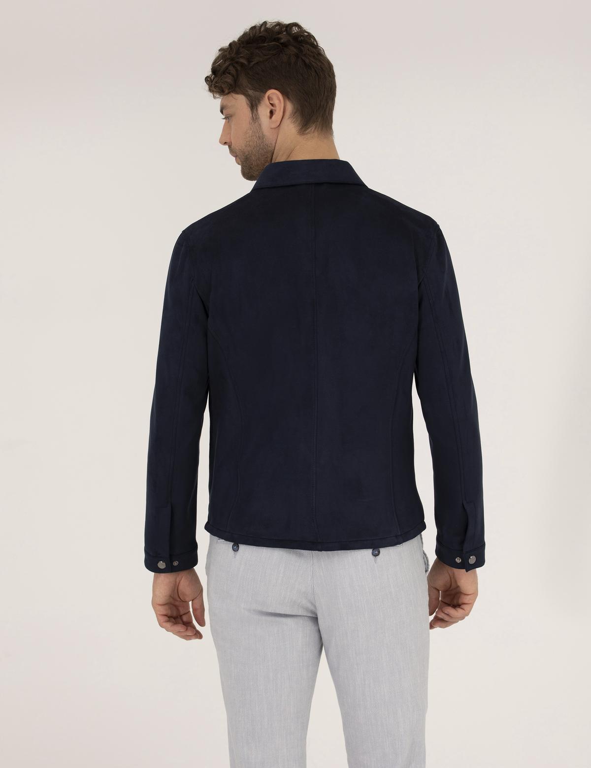 Lacivert Suni Deri Ceket - 50273469013