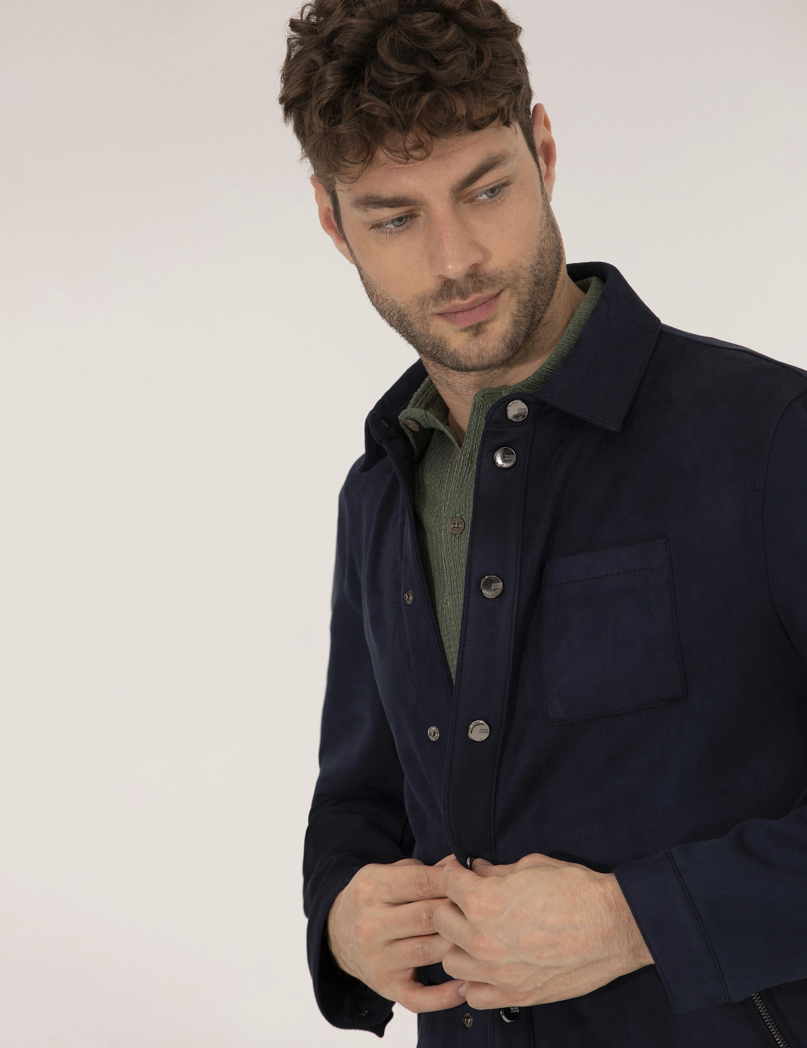 Lacivert Suni Deri Ceket