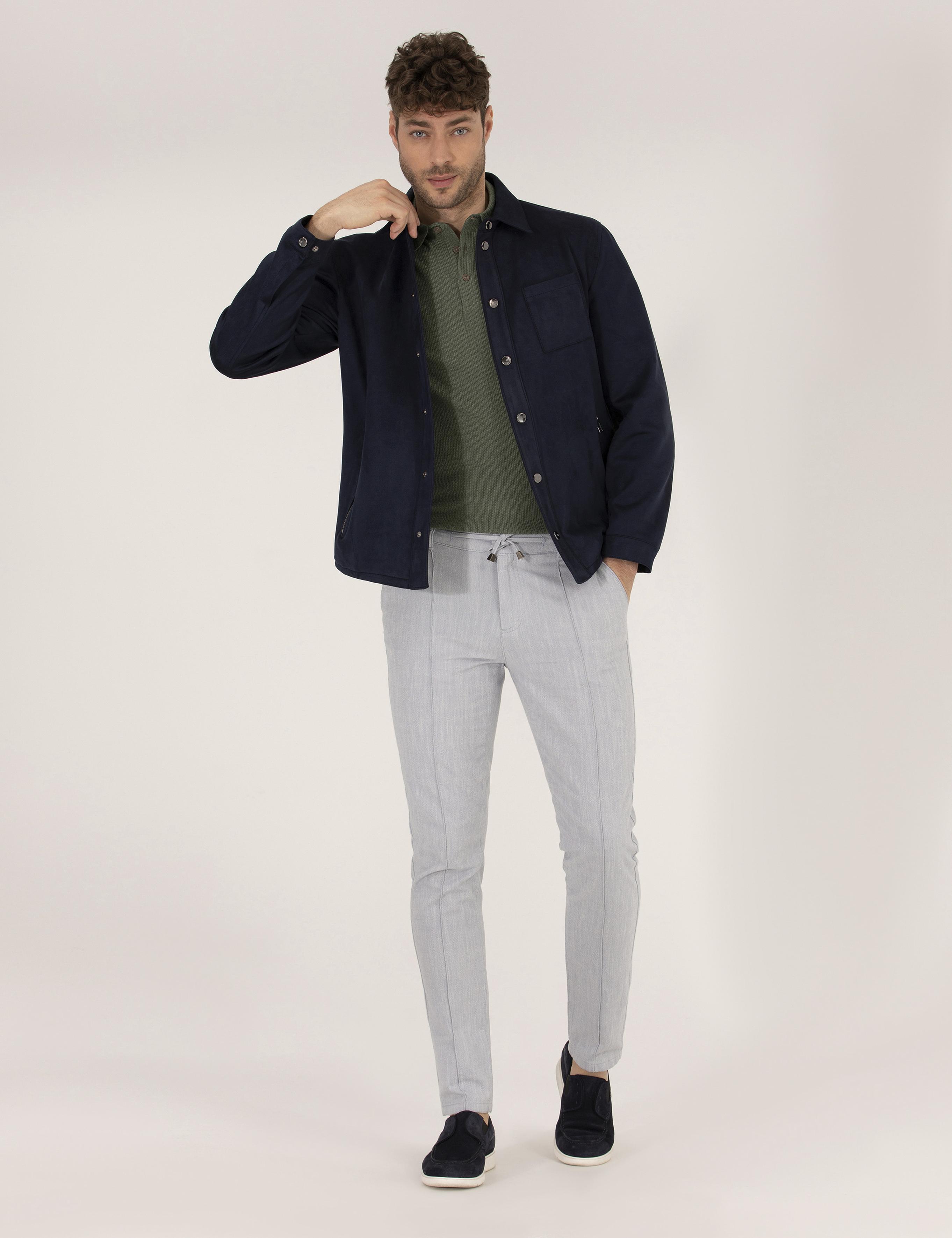 Lacivert Suni Deri Ceket