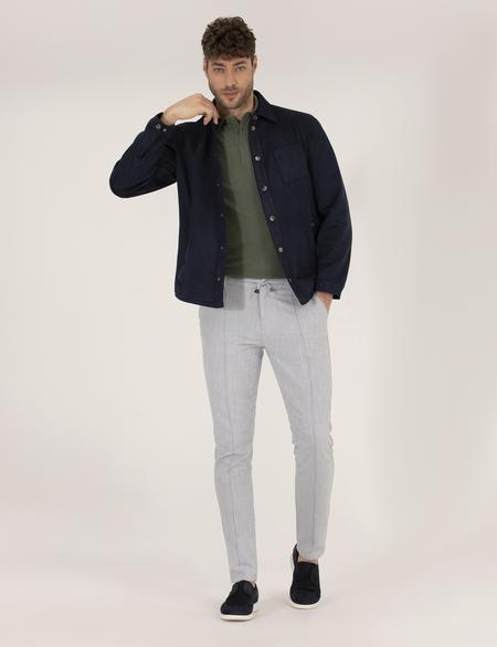 Lacivert Suni Deri Ceket - 50273469013