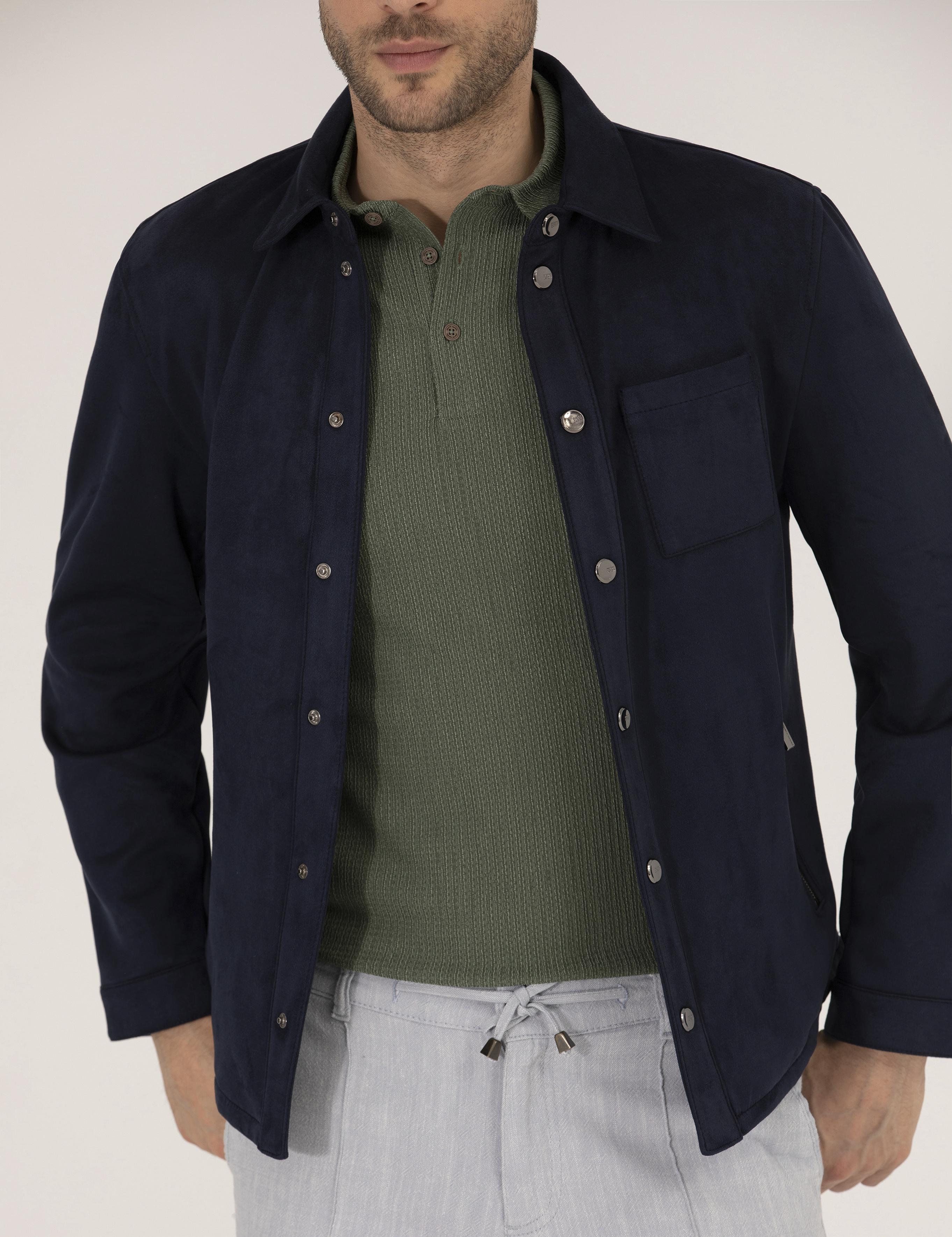 Lacivert Suni Deri Ceket