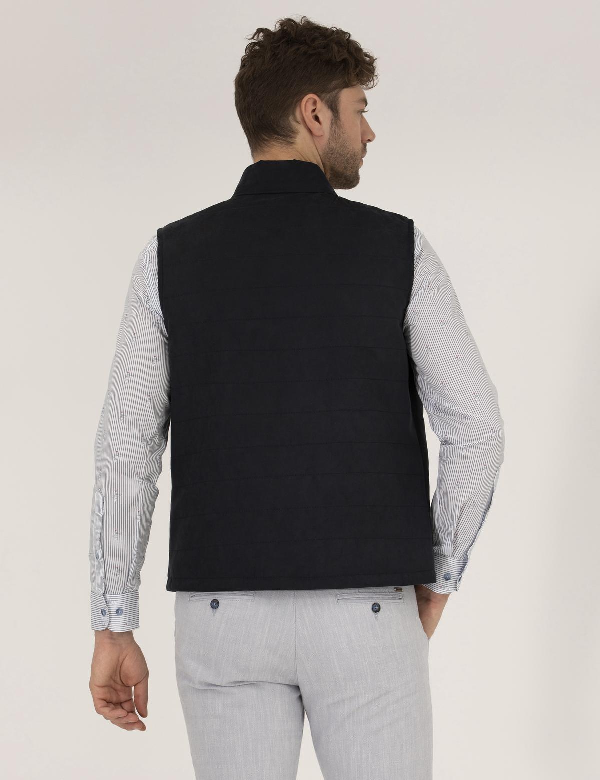 Lacivert Suni Deri Yelek - 50275802008