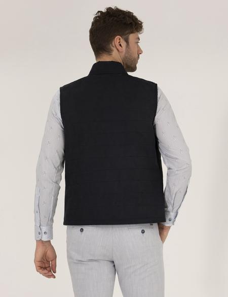 Lacivert Suni Deri Yelek - 50275802008