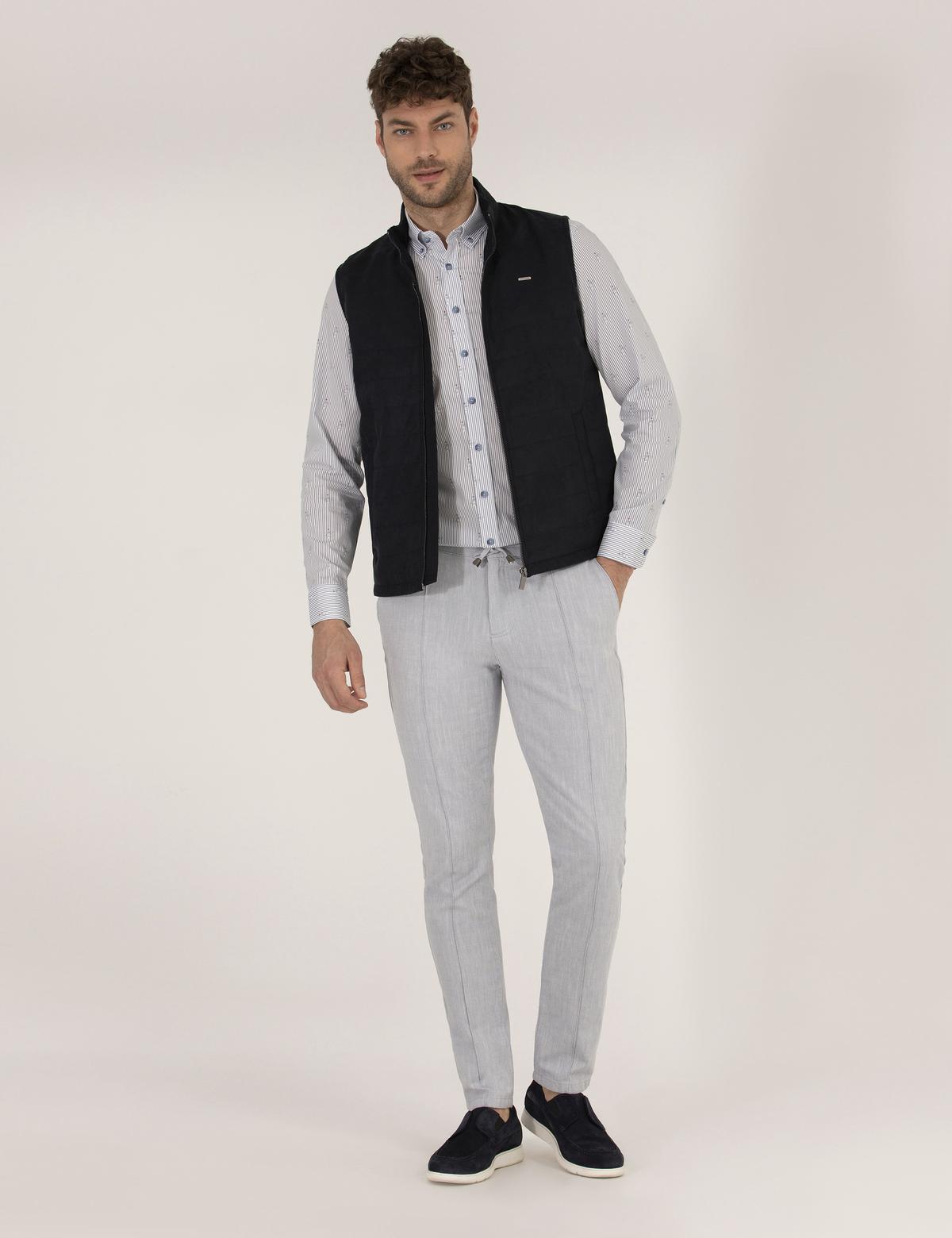 Lacivert Suni Deri Yelek - 50275802008