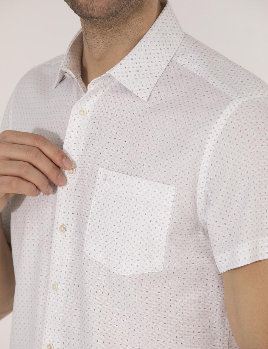 Kahverengi Regular Fit Kısa Kollu Gömlek