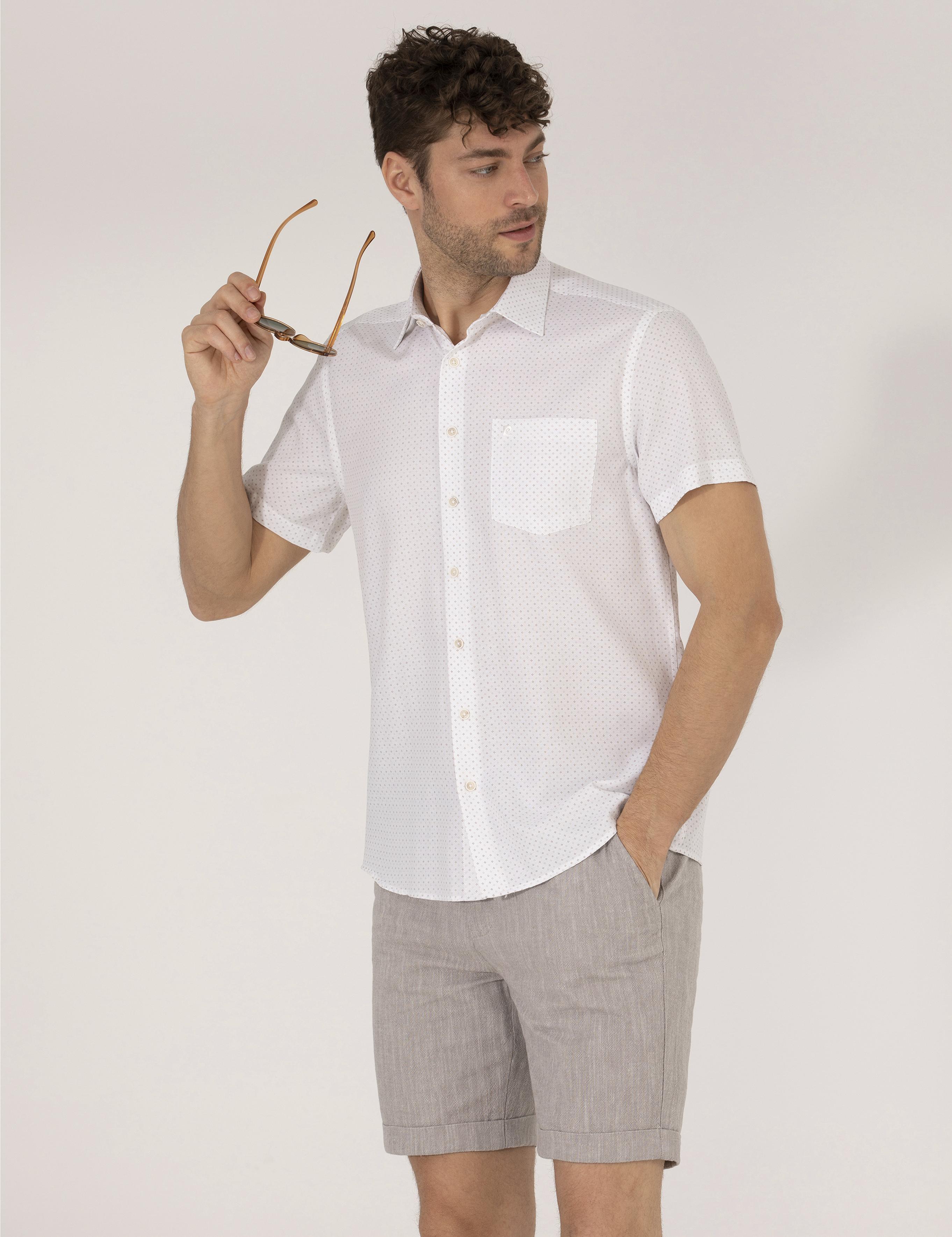 Kahverengi Regular Fit Kısa Kollu Gömlek