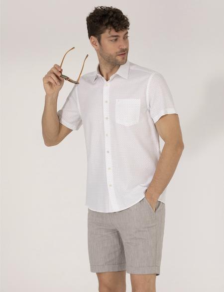 Kahverengi Regular Fit Kısa Kollu Gömlek - 50255276048