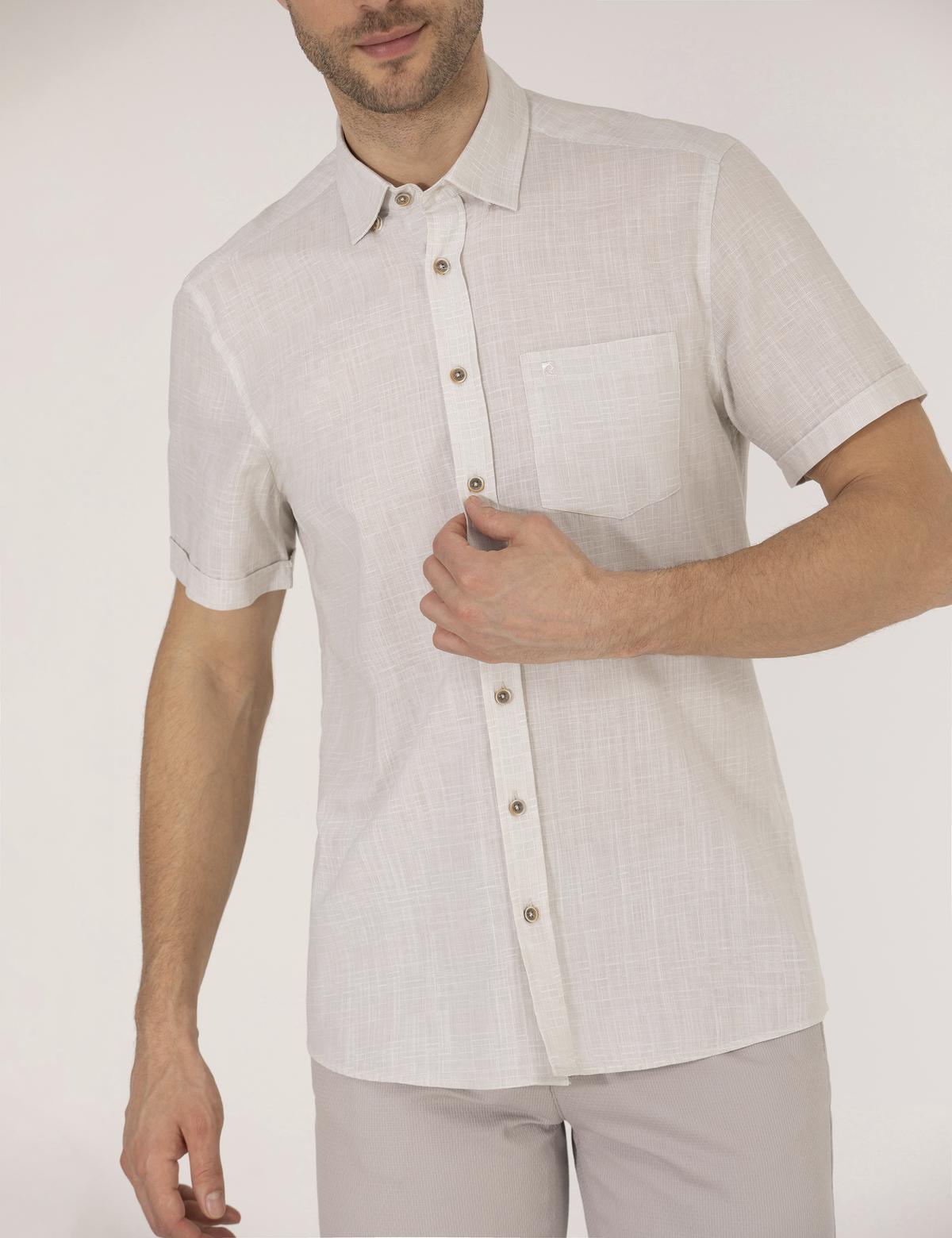 Bej Regular Fit Kısa Kollu Gömlek - 50255267001