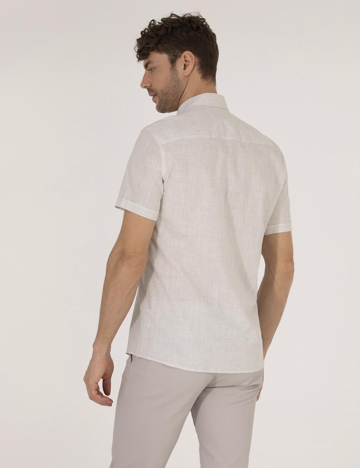 Bej Regular Fit Kısa Kollu Gömlek - 50255267001