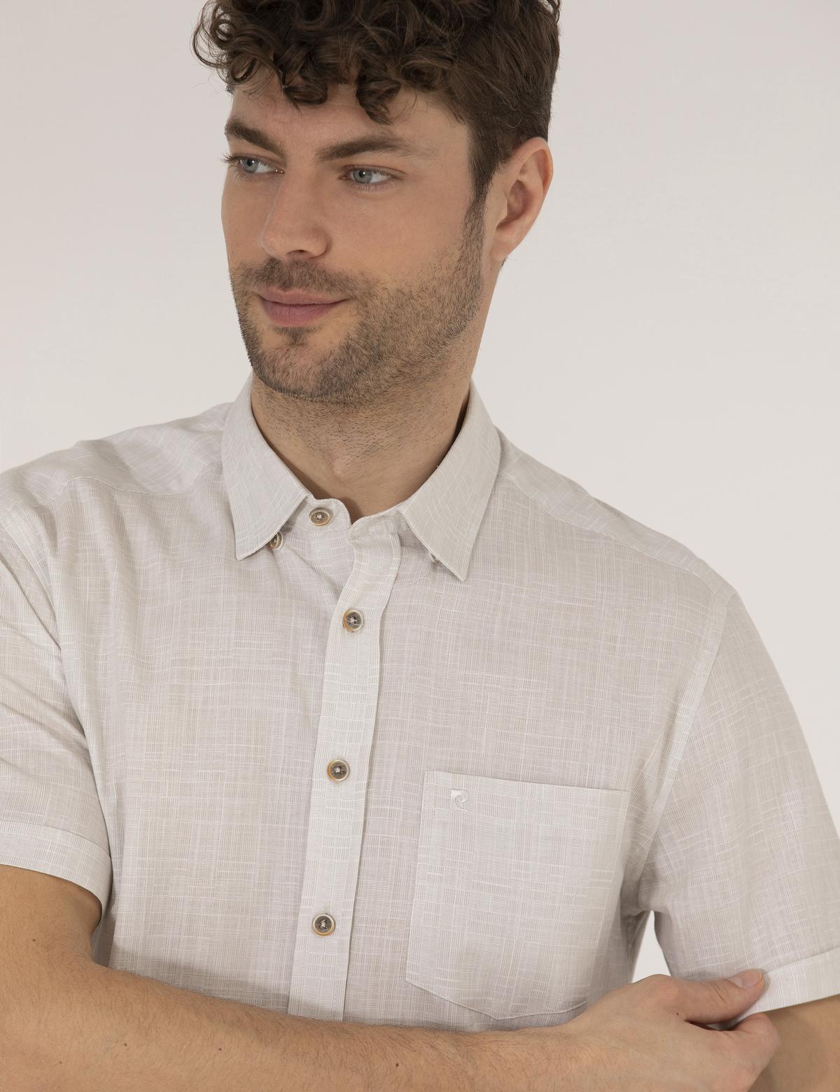 Bej Regular Fit Kısa Kollu Gömlek - 50255267001