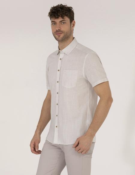 Bej Regular Fit Kısa Kollu Gömlek - 50255267001