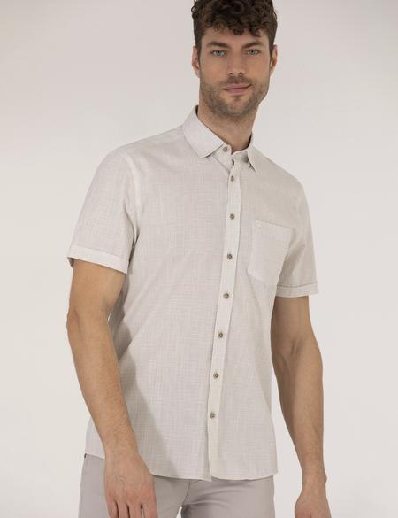 Bej Regular Fit Kısa Kollu Gömlek - 50255267001