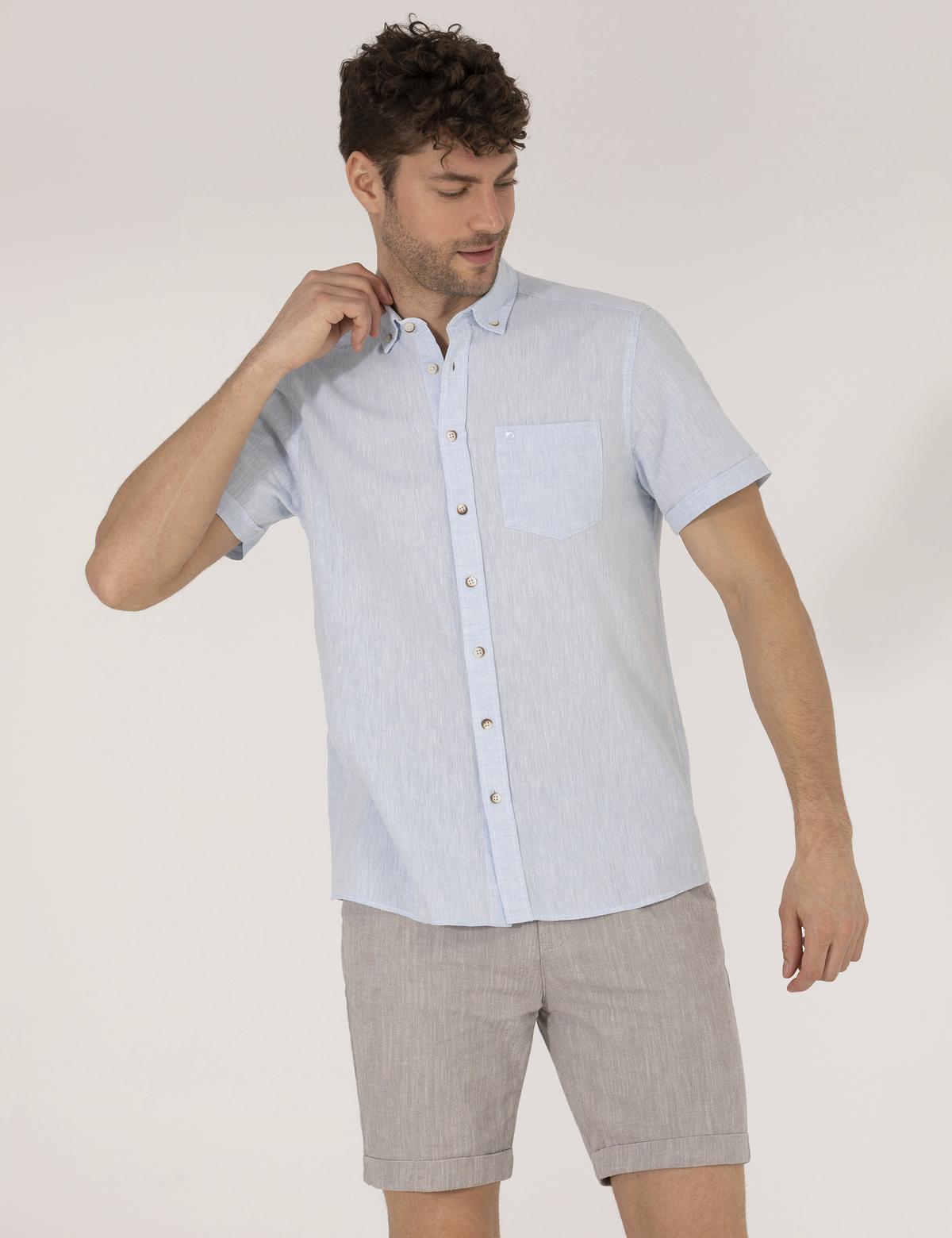 Açık Mavi Regular Fit Kısa Kollu Gömlek