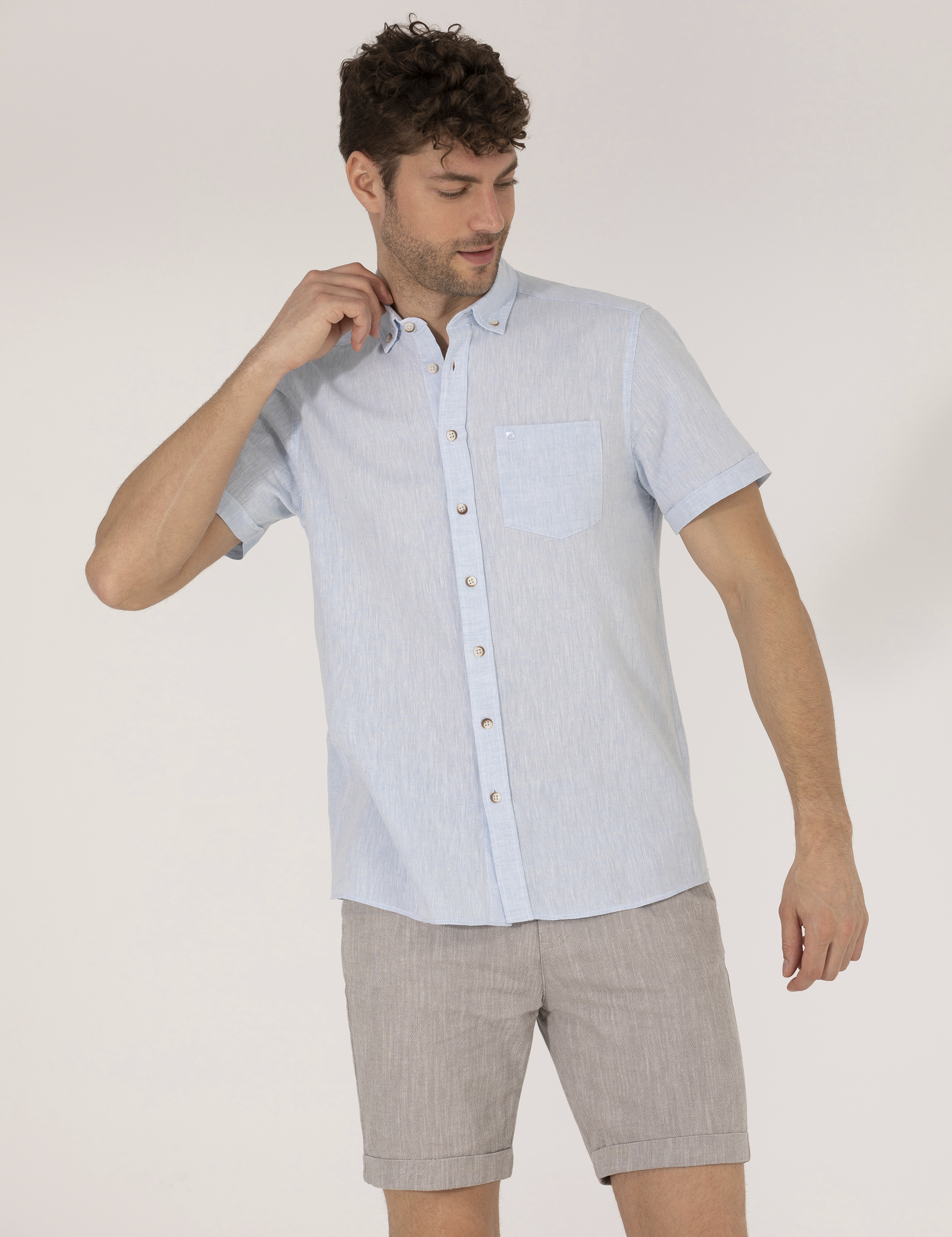 Açık Mavi Regular Fit Kısa Kollu Gömlek - Image 1