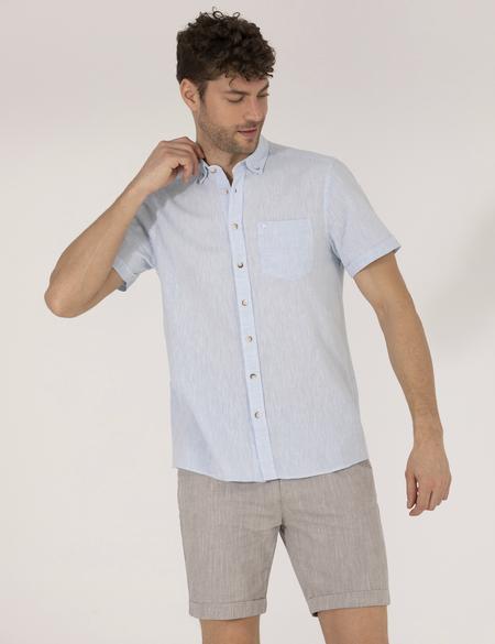 Açık Mavi Regular Fit Kısa Kollu Gömlek - 50265118022