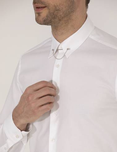 Beyaz Slim Fit Smokin Gömlek