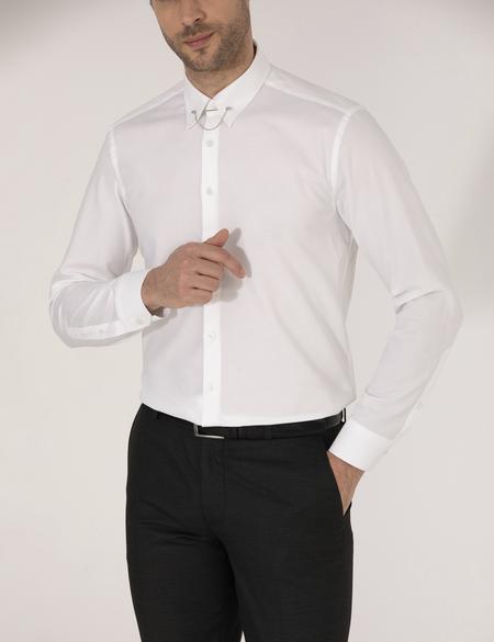 Beyaz Slim Fit Smokin Gömlek - 50268200009