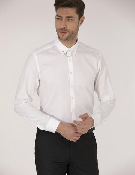 Beyaz Slim Fit Smokin Gömlek - 50268200009