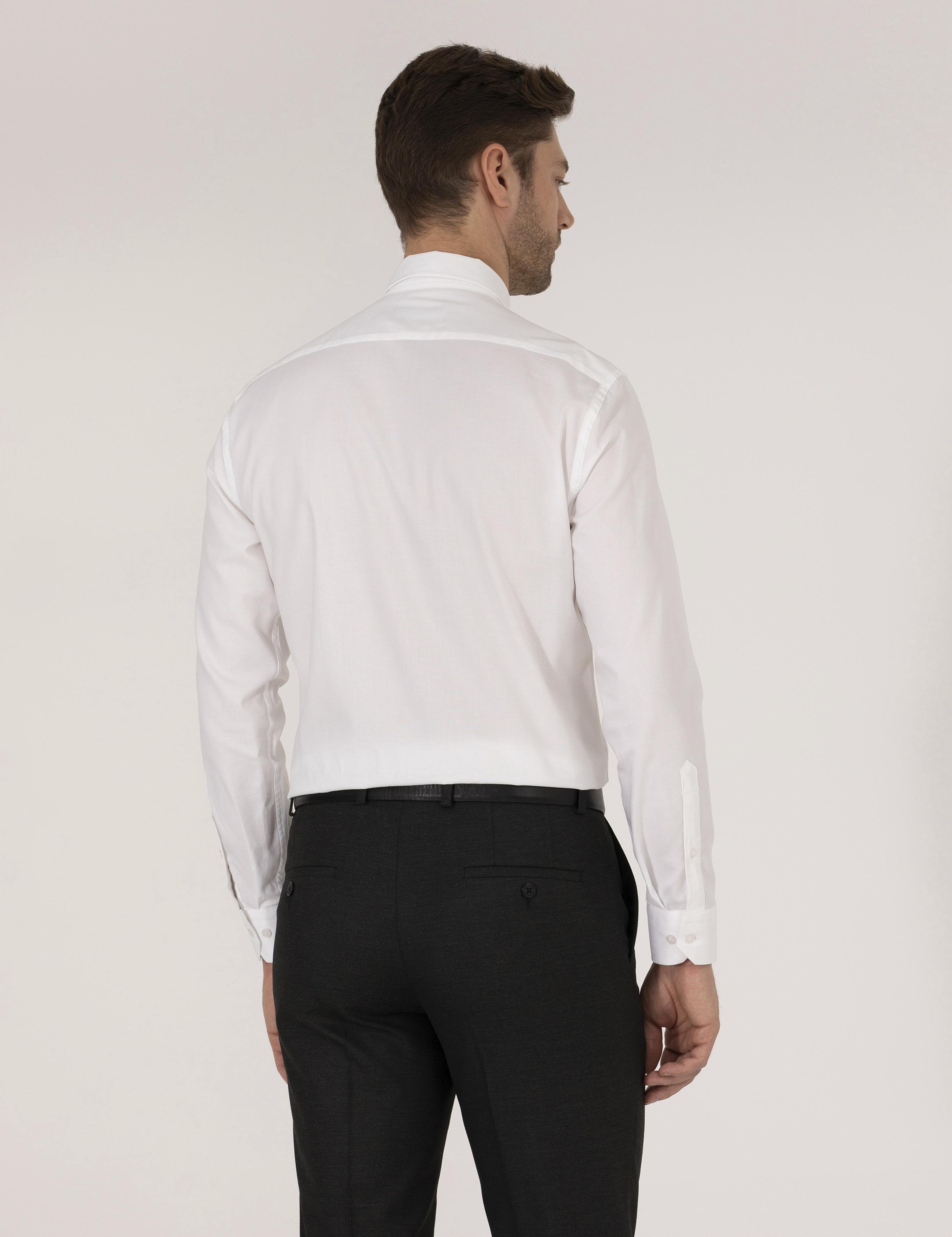 Beyaz Slim Fit Smokin Gömlek