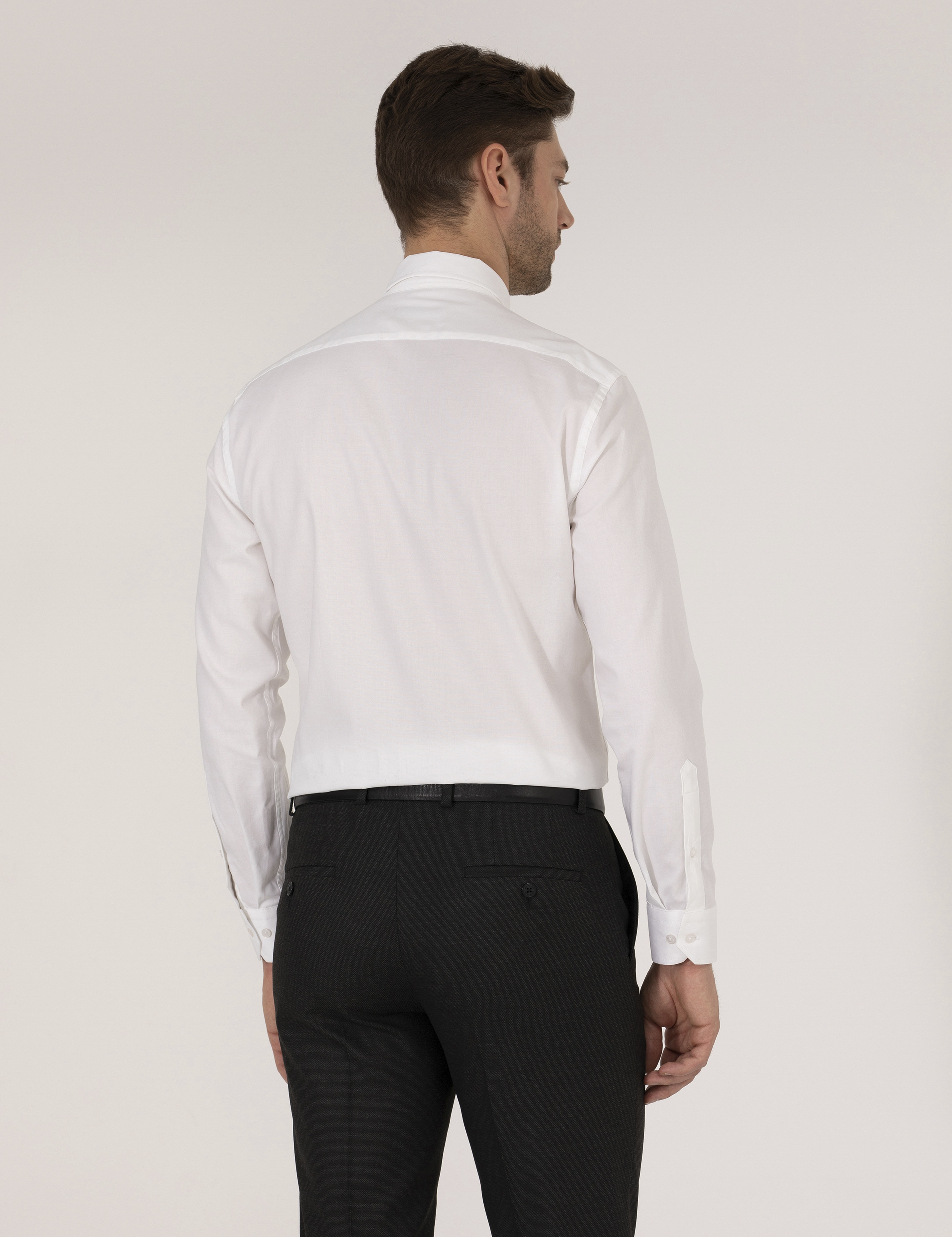 Beyaz Slim Fit Smokin Gömlek - Image 5