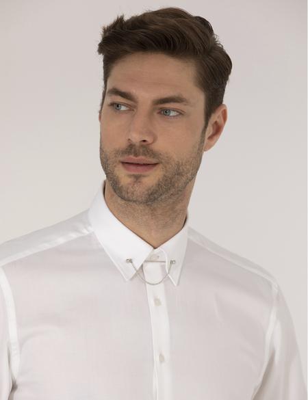Beyaz Slim Fit Smokin Gömlek - 50268200009