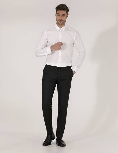 Beyaz Slim Fit Smokin Gömlek