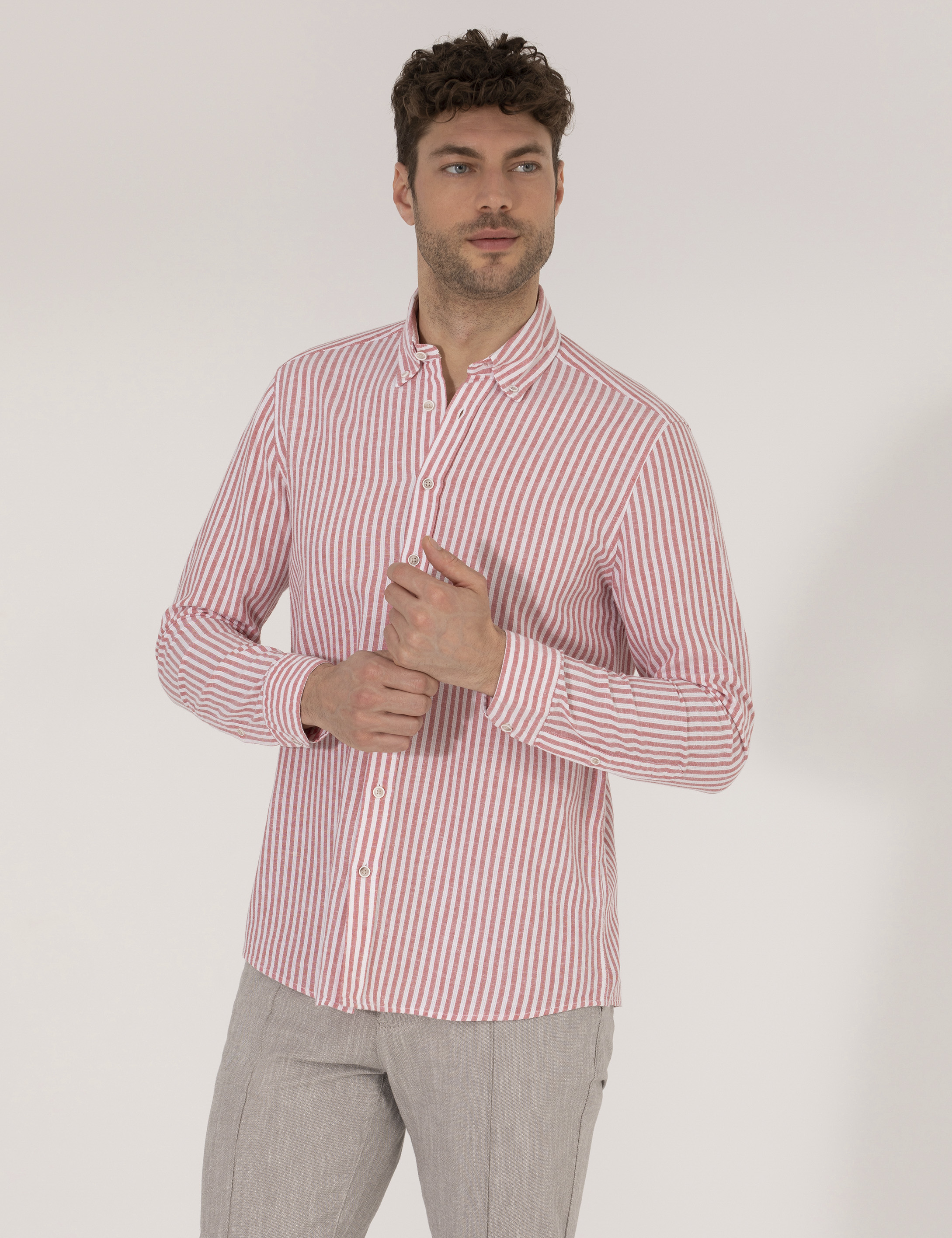 Kırmızı Regular Fit Uzun Kollu Gömlek