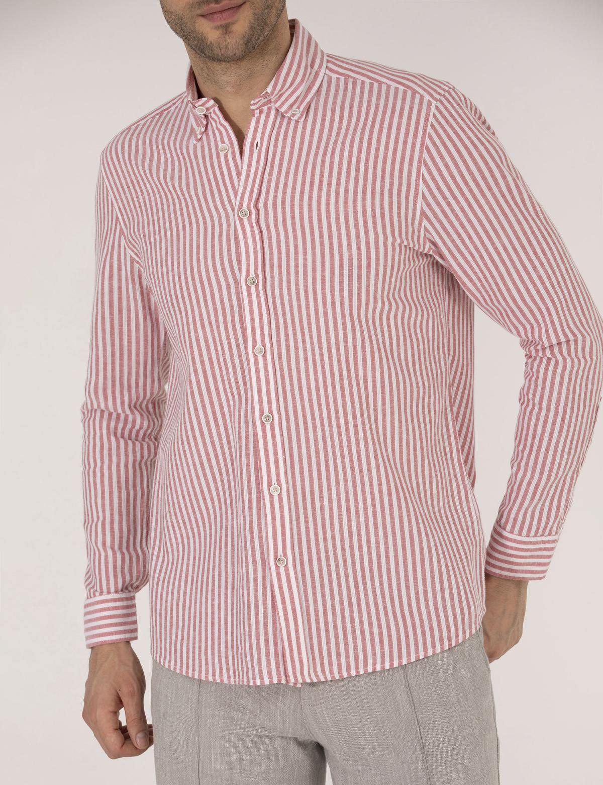 Kırmızı Regular Fit Uzun Kollu Gömlek - 50269387037