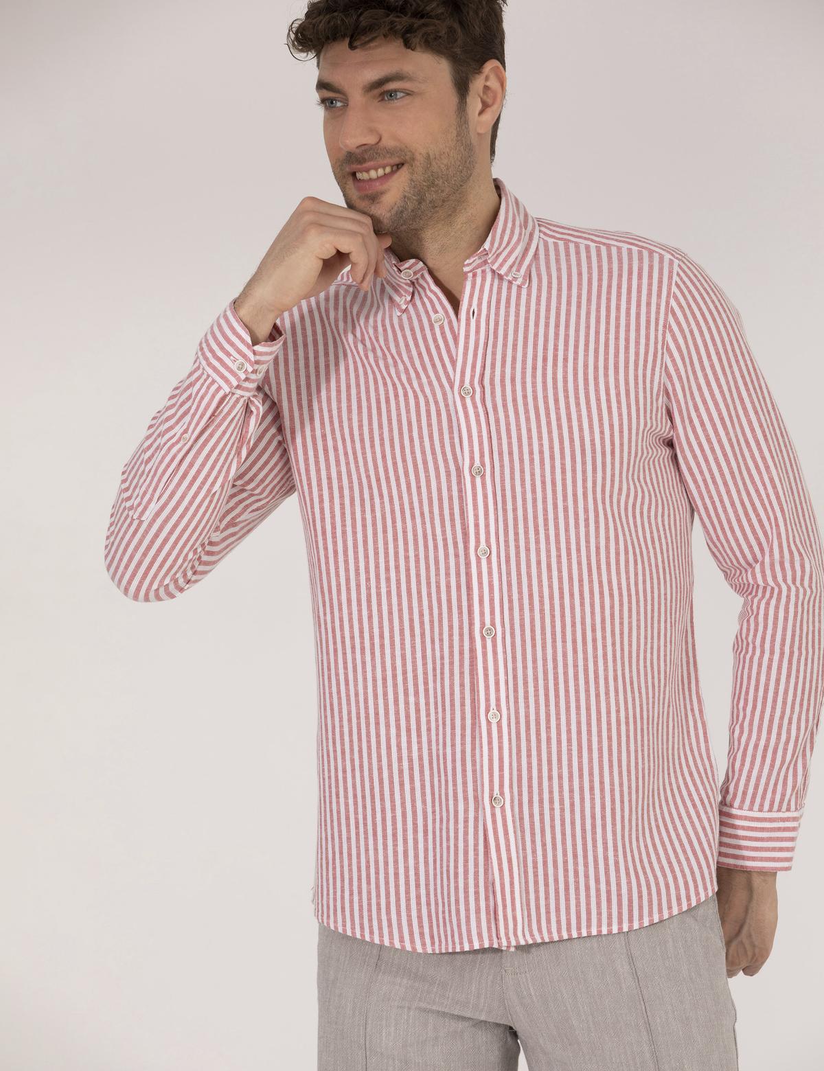 Kırmızı Regular Fit Uzun Kollu Gömlek - 50269387037