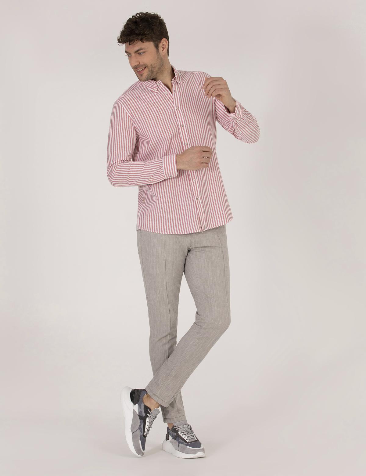 Kırmızı Regular Fit Uzun Kollu Gömlek - 50269387037