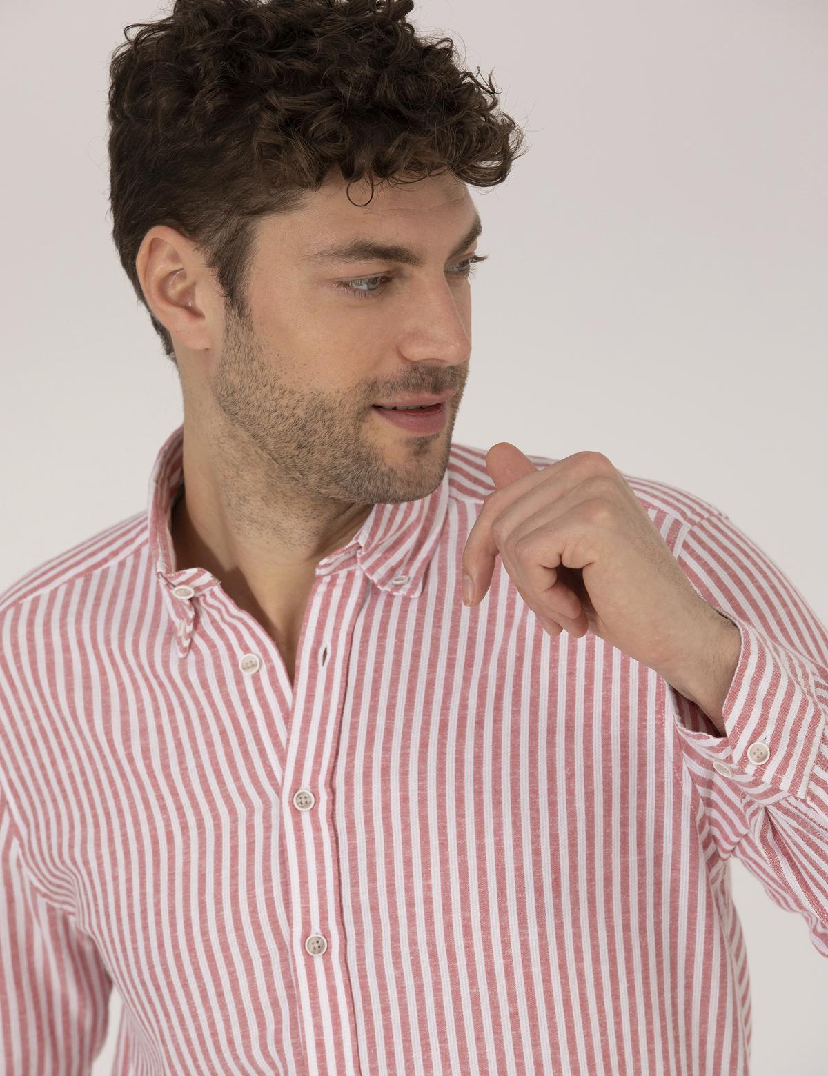 Kırmızı Regular Fit Uzun Kollu Gömlek - 50269387037