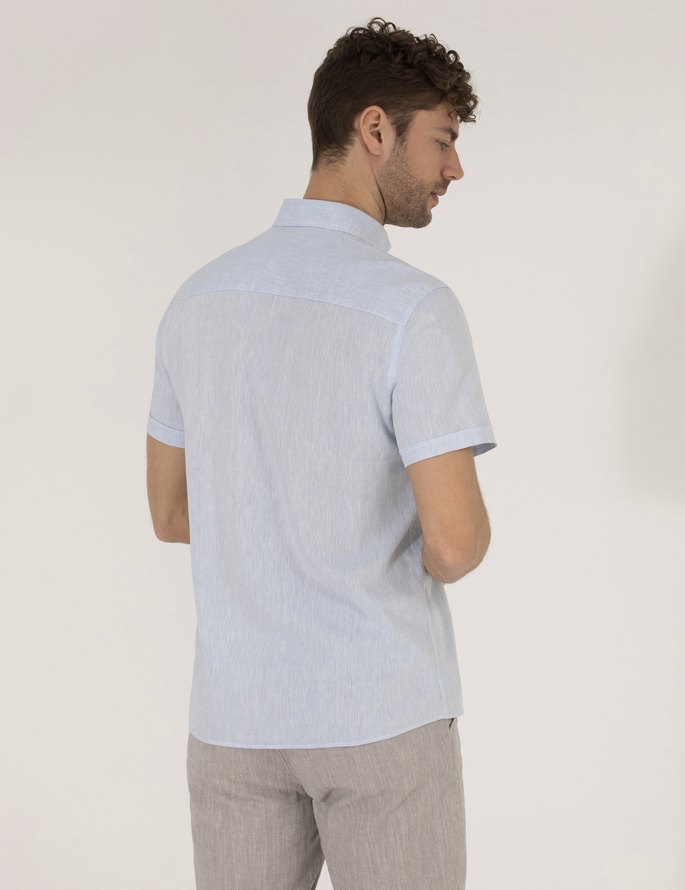 Pierre Cardin Açık Mavi Regular Fit Kısa Kollu Gömlek görsel 5