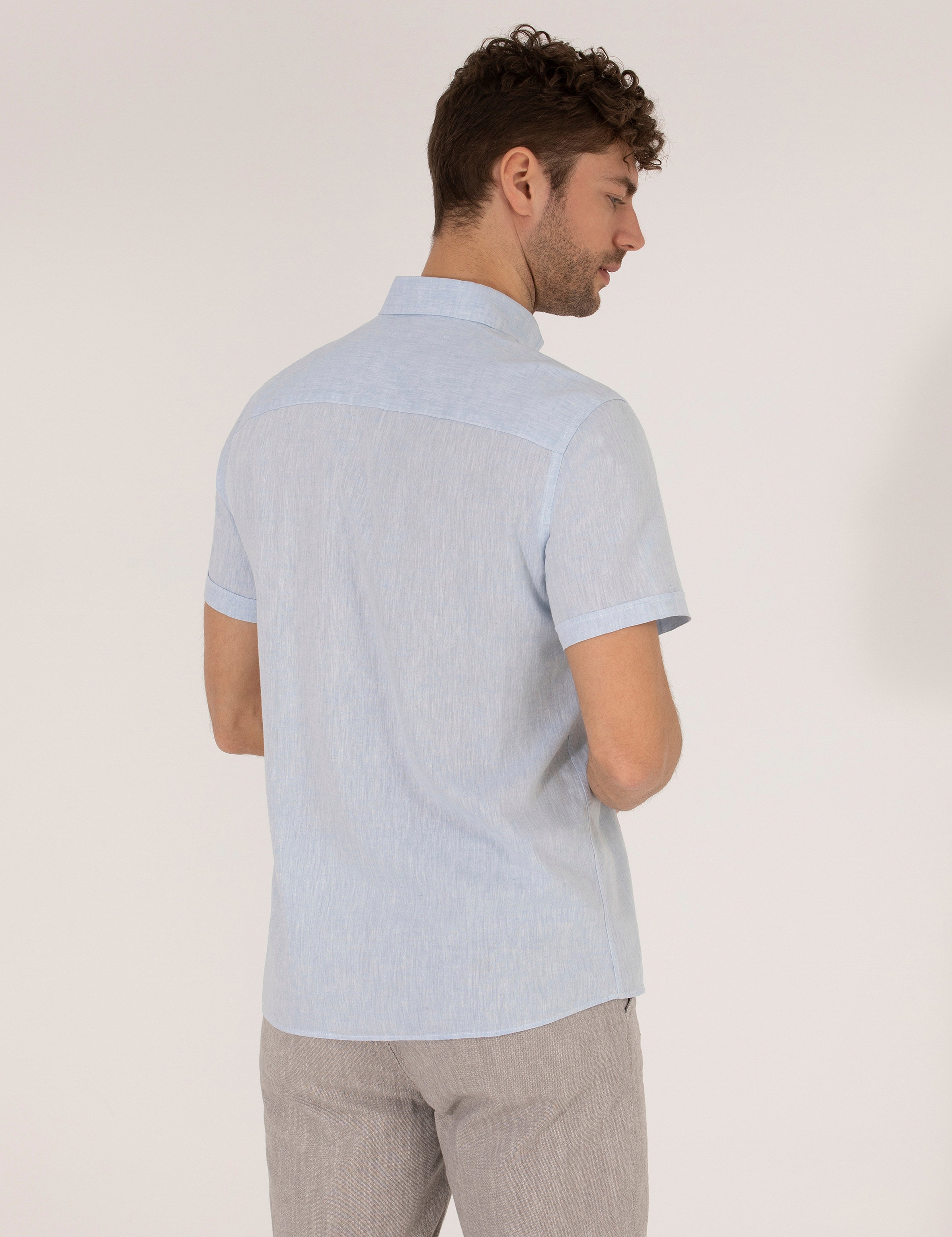 Açık Mavi Regular Fit Kısa Kollu Gömlek
